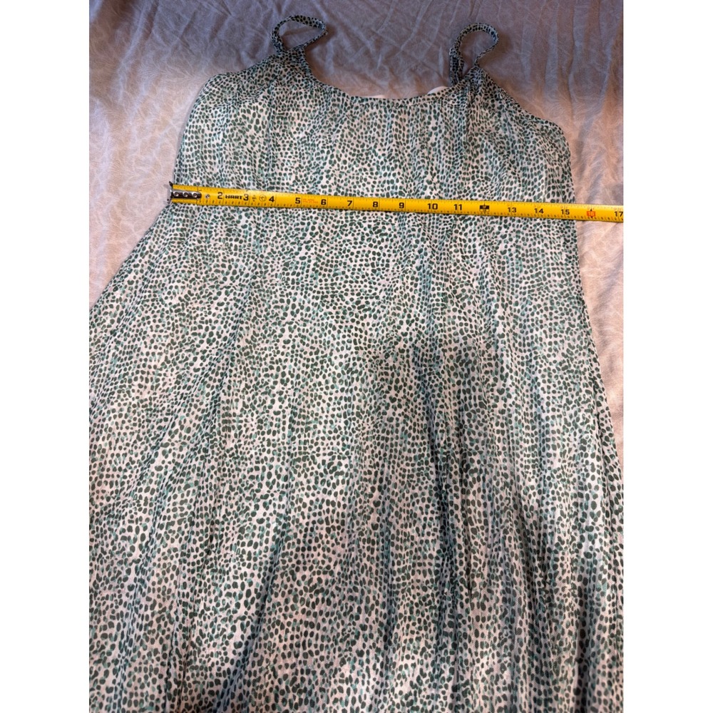 Halara Breezeful Green Polka Dot Maxi Dress Mesh Spaghetti Strap Womens Large - Picture 8 of 12